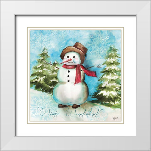 Watercolor Snowmen II White Modern Wood Framed Art Print with Double Matting by Tre Sorelle Studios