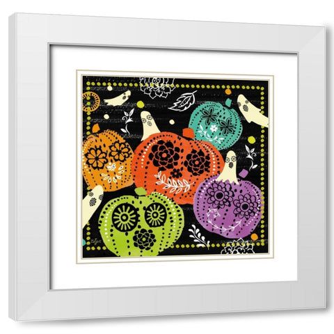 Pumpkin Patch I White Modern Wood Framed Art Print with Double Matting by Lyon, Rebecca