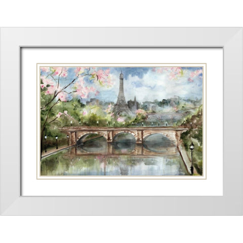 A Spring Day in Paris White Modern Wood Framed Art Print with Double Matting by Tre Sorelle Studios