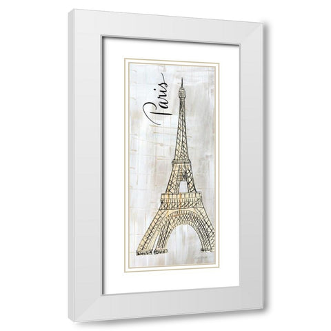 Around the World Panel I White Modern Wood Framed Art Print with Double Matting by Dundon, Caitlin