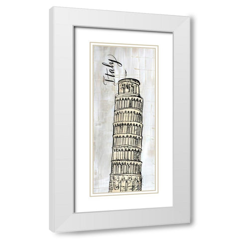 Around the World Panel II  White Modern Wood Framed Art Print with Double Matting by Dundon, Caitlin