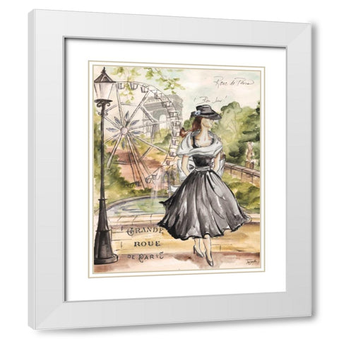 Springtime Paris Fashion II White Modern Wood Framed Art Print with Double Matting by Tre Sorelle Studios