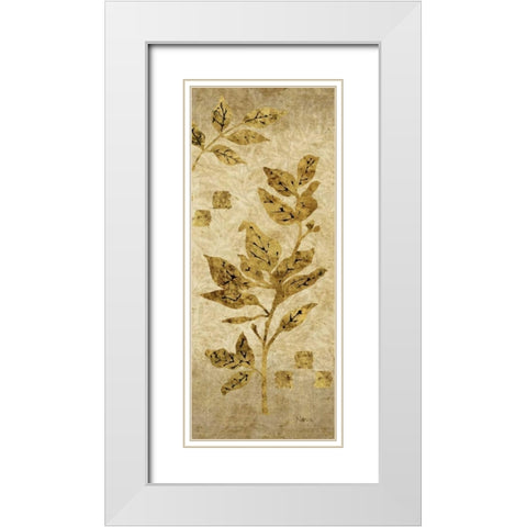 Gold Leaf Branches Panel I White Modern Wood Framed Art Print with Double Matting by Nova, Studio