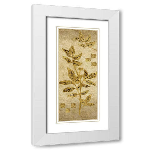 Gold Leaf Branches Panel II White Modern Wood Framed Art Print with Double Matting by Nova, Studio