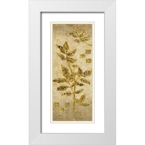 Gold Leaf Branches Panel II White Modern Wood Framed Art Print with Double Matting by Nova, Studio