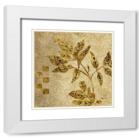 Gold Leaf Branches II White Modern Wood Framed Art Print with Double Matting by Nova, Studio