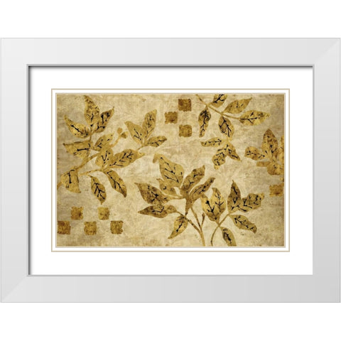Gold Leaf Branches Landscape White Modern Wood Framed Art Print with Double Matting by Nova, Studio