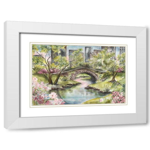 Central Park Springtime White Modern Wood Framed Art Print with Double Matting by Tre Sorelle Studios