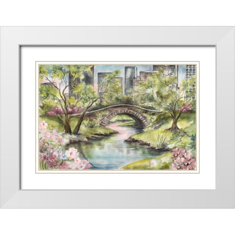 Central Park Springtime White Modern Wood Framed Art Print with Double Matting by Tre Sorelle Studios