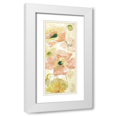 Watercolor Blush Panel I White Modern Wood Framed Art Print with Double Matting by Tre Sorelle Studios