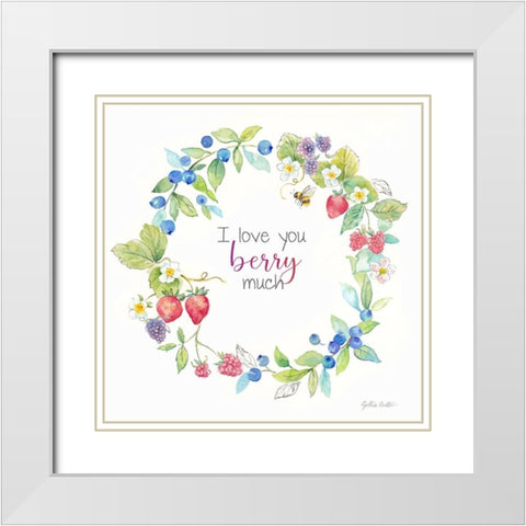 Berries and Bees VI White Modern Wood Framed Art Print with Double Matting by Coulter, Cynthia