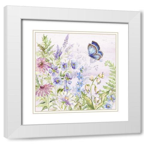 Butterfly  Trail II White Modern Wood Framed Art Print with Double Matting by Tre Sorelle Studios