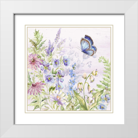 Butterfly  Trail II White Modern Wood Framed Art Print with Double Matting by Tre Sorelle Studios