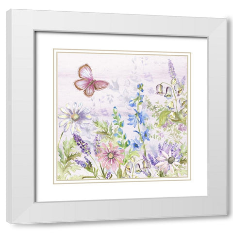 Butterfly  Trail III White Modern Wood Framed Art Print with Double Matting by Tre Sorelle Studios