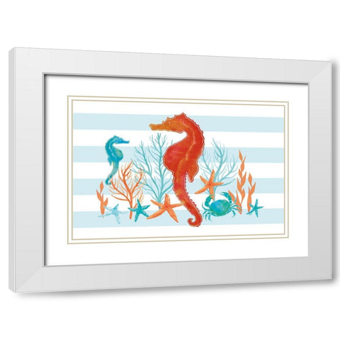 Coral Aqua I White Modern Wood Framed Art Print with Double Matting by Reed, Tara