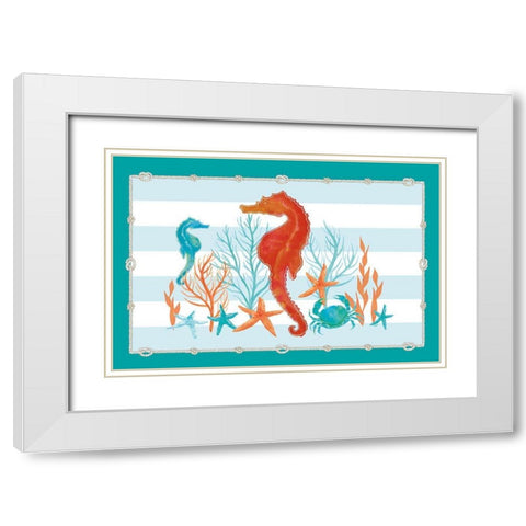 Coral Aqua I on Teal White Modern Wood Framed Art Print with Double Matting by Reed, Tara