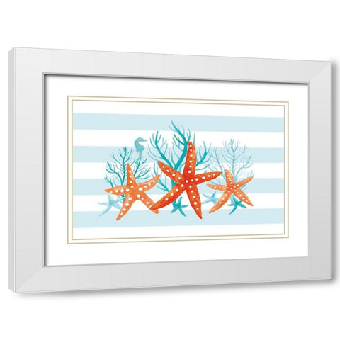 Coral Aqua II White Modern Wood Framed Art Print with Double Matting by Reed, Tara