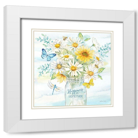 Daisy Days II White Modern Wood Framed Art Print with Double Matting by Coulter, Cynthia