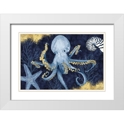 Deep Blue Sea I on Blue Gold White Modern Wood Framed Art Print with Double Matting by Reed, Tara