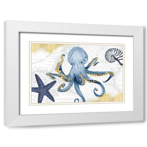 Deep Blue Sea I White Gold White Modern Wood Framed Art Print with Double Matting by Reed, Tara