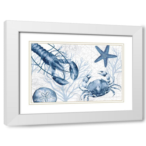 Deep Blue Sea III on White White Modern Wood Framed Art Print with Double Matting by Reed, Tara