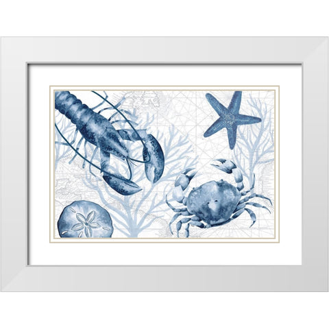 Deep Blue Sea III on White White Modern Wood Framed Art Print with Double Matting by Reed, Tara