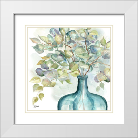 Eucalyptus  in Mason Jar III White Modern Wood Framed Art Print with Double Matting by Tre Sorelle Studios