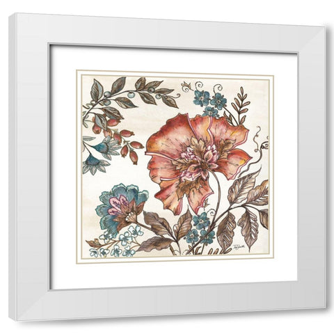 Garden  Vines I on White White Modern Wood Framed Art Print with Double Matting by Tre Sorelle Studios