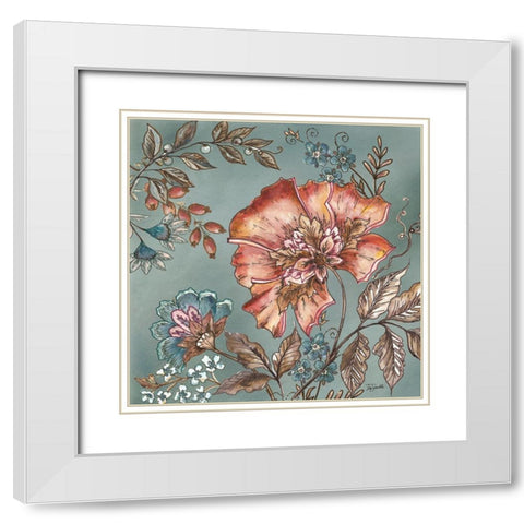 Garden  Vines I on Teal White Modern Wood Framed Art Print with Double Matting by Tre Sorelle Studios