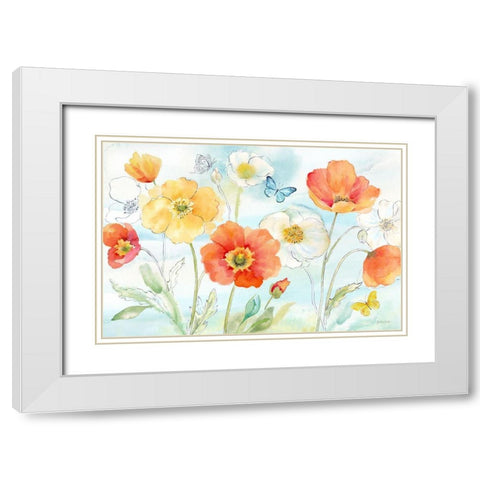 Happy Poppies I White Modern Wood Framed Art Print with Double Matting by Coulter, Cynthia