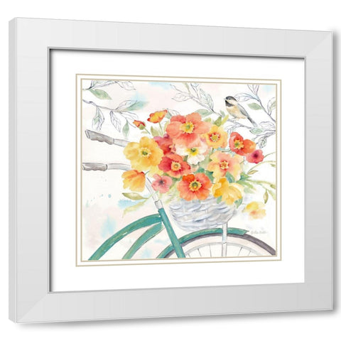 Happy Poppies II White Modern Wood Framed Art Print with Double Matting by Coulter, Cynthia