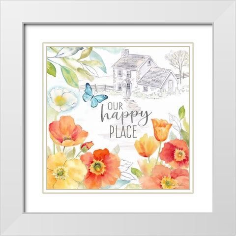 Happy Poppies VI White Modern Wood Framed Art Print with Double Matting by Coulter, Cynthia