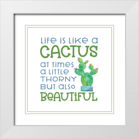 Playful Cactus IV White Modern Wood Framed Art Print with Double Matting by Reed, Tara