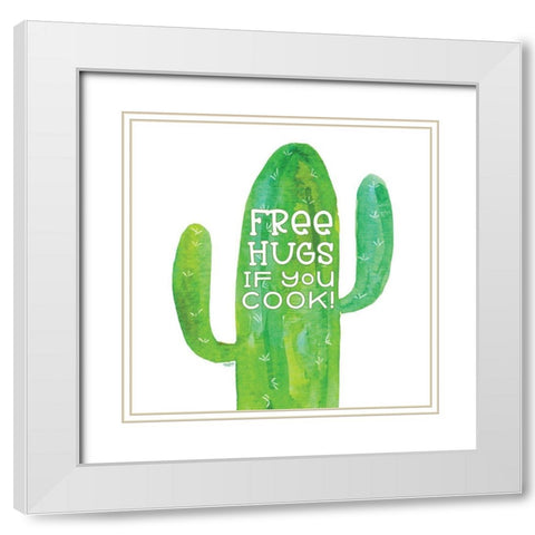 Playful Cactus VI White Modern Wood Framed Art Print with Double Matting by Reed, Tara