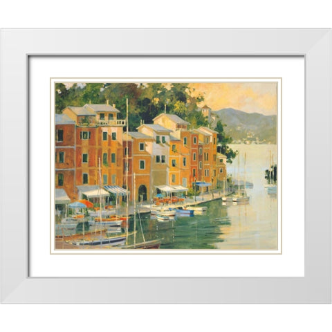 Portofino View White Modern Wood Framed Art Print with Double Matting by Simandle, Marilyn