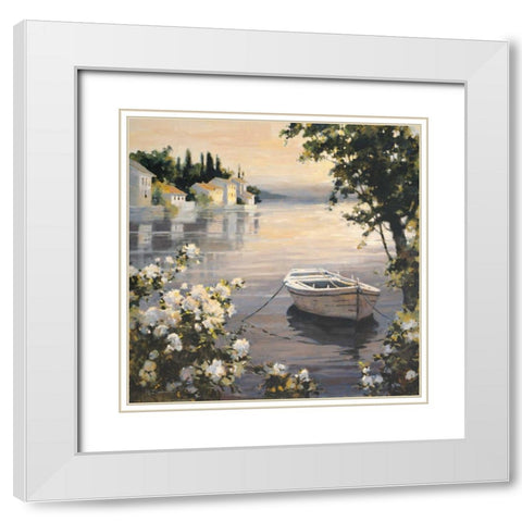 Waters Edge White Modern Wood Framed Art Print with Double Matting by Simandle, Marilyn