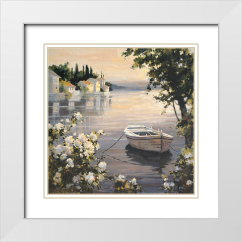 Waters Edge White Modern Wood Framed Art Print with Double Matting by Simandle, Marilyn