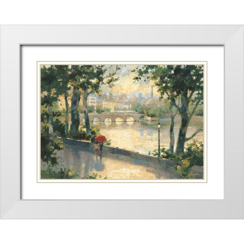 Paris Evening White Modern Wood Framed Art Print with Double Matting by Simandle, Marilyn
