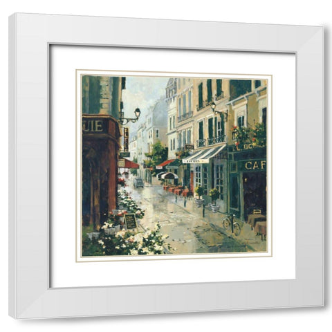 Floral Lane White Modern Wood Framed Art Print with Double Matting by Simandle, Marilyn