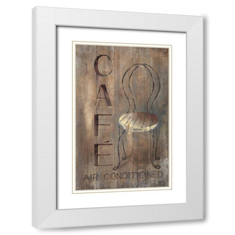 Bistro Chair White Modern Wood Framed Art Print with Double Matting by Fisk, Arnie