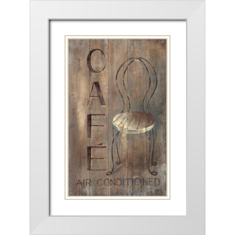 Bistro Chair White Modern Wood Framed Art Print with Double Matting by Fisk, Arnie