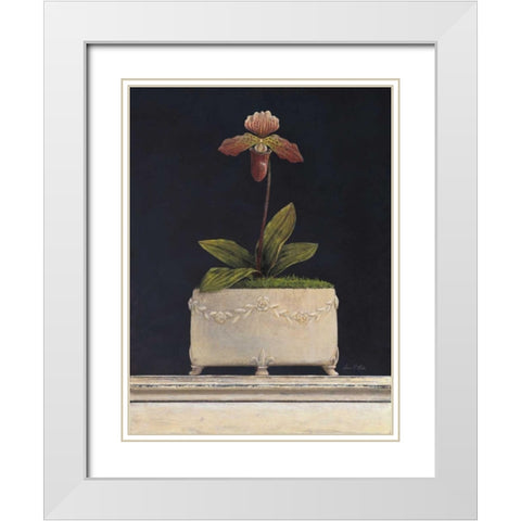 Plum Sugar Orchid White Modern Wood Framed Art Print with Double Matting by Fisk, Arnie