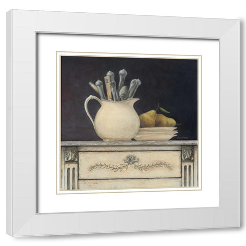 Antique Silverware White Modern Wood Framed Art Print with Double Matting by Fisk, Arnie
