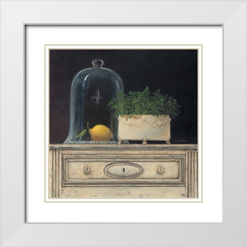 Lemon Cloche White Modern Wood Framed Art Print with Double Matting by Fisk, Arnie