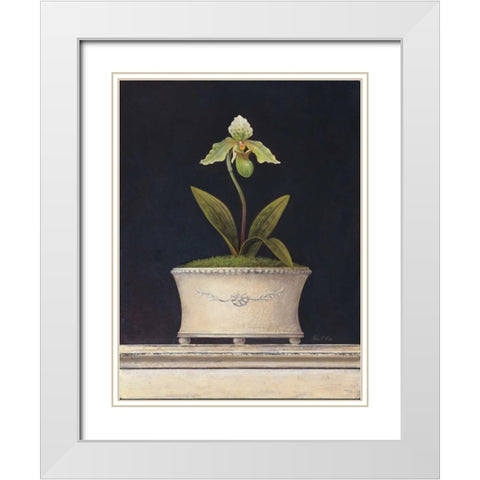 Chartreuse Sugar Orchid White Modern Wood Framed Art Print with Double Matting by Fisk, Arnie