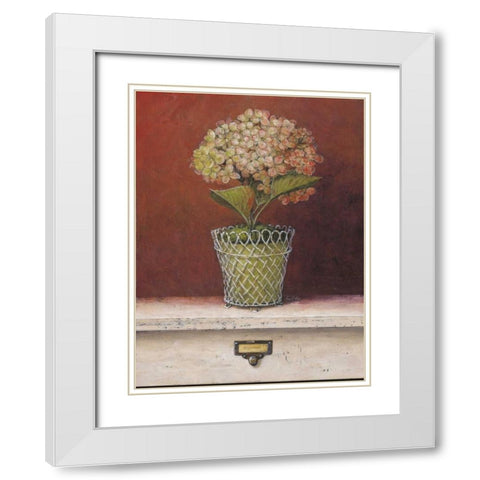 Hydrangea Study White Modern Wood Framed Art Print with Double Matting by Fisk, Arnie