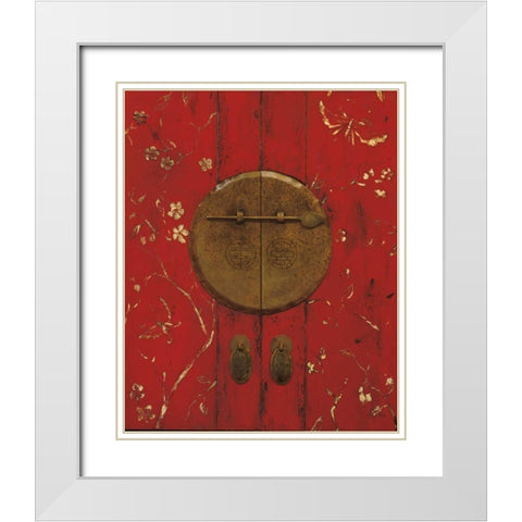 Apple Blossom Armoire White Modern Wood Framed Art Print with Double Matting by Fisk, Arnie