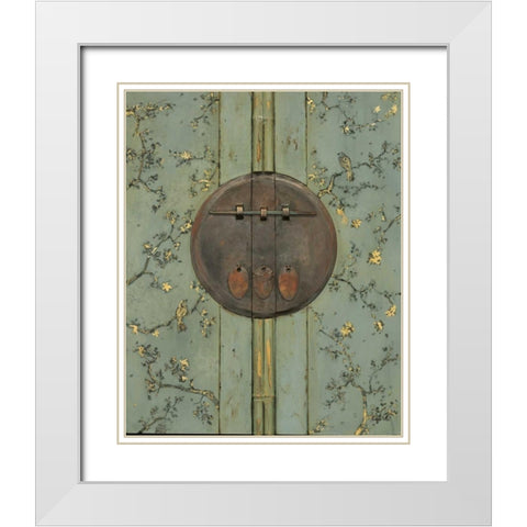 Cherry Blossom Armoire White Modern Wood Framed Art Print with Double Matting by Fisk, Arnie