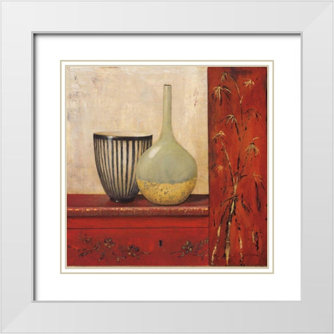 Crimson Bamboo White Modern Wood Framed Art Print with Double Matting by Fisk, Arnie