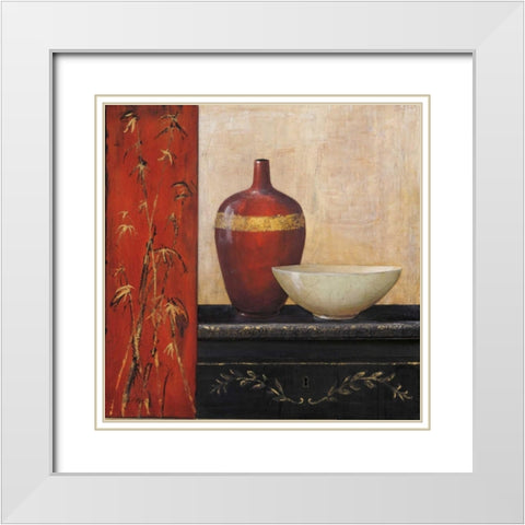 Golden Bamboo White Modern Wood Framed Art Print with Double Matting by Fisk, Arnie